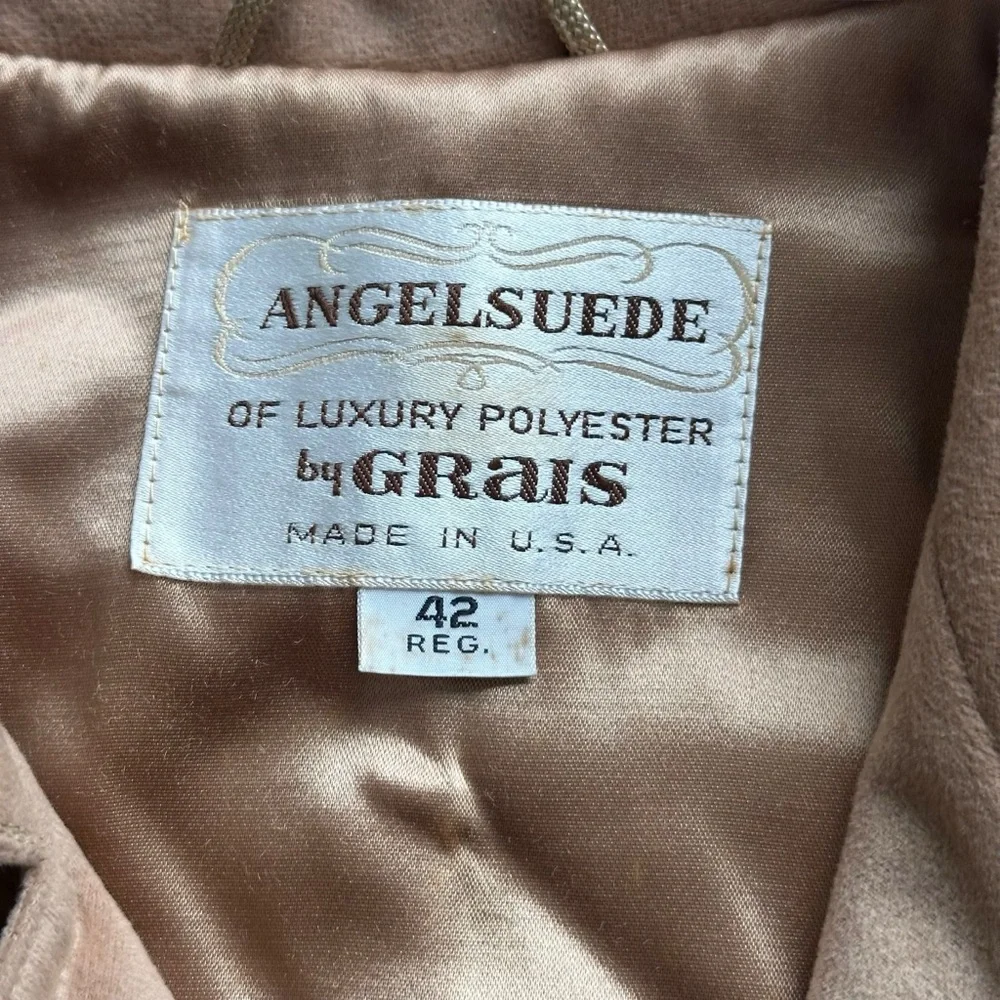 Vintage Angel Suede by Grais Men's Taupe Microsuede Coat‎ 42 Regular